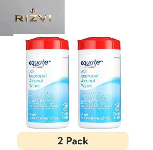 Equate 70% Isopropyl Alcohol Wipes, 40 Wipes (2 Pack)