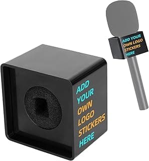 1 Pcs Microphone Flag Station Portable Square Cube ABS Interview Microphone Logo Flags for News Live Reporter and KTV（Black）