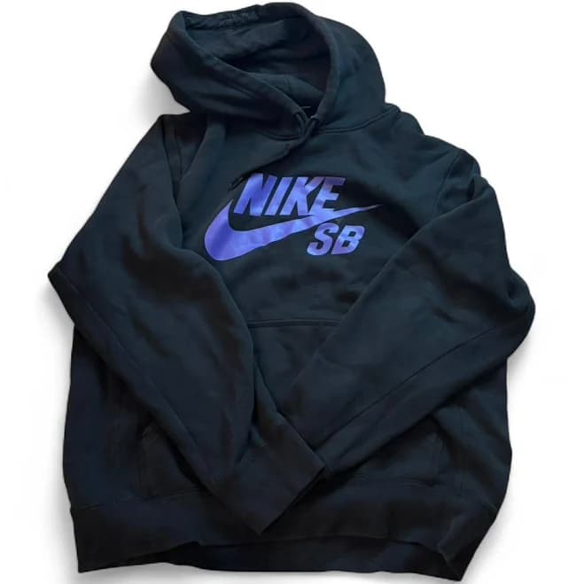 Nike Men's Black/Bluish Purple Hoodie - Size Small