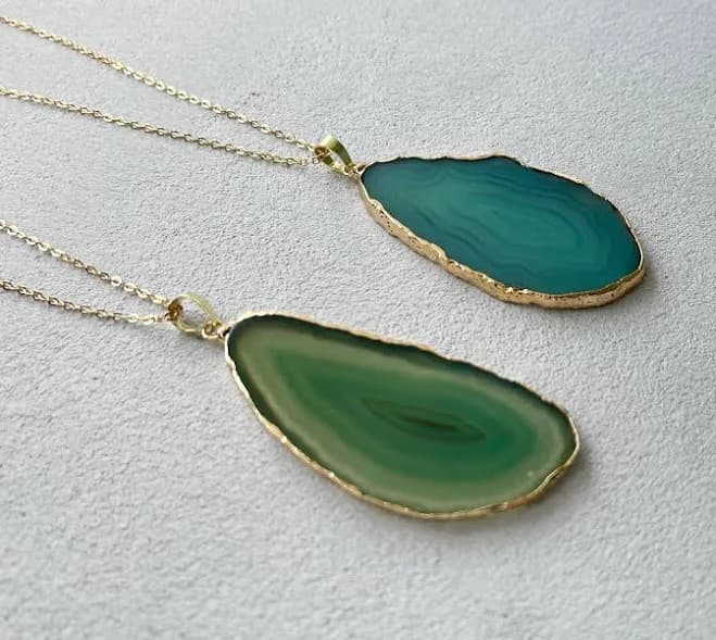 Agate Big Slice Pendant Necklace