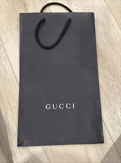 Authentic Gucci Black Empty Paper Shopping Gift Bag W Rope Handles