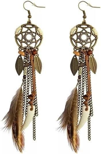 Vintage Bohemian Feather Dangle Earrings