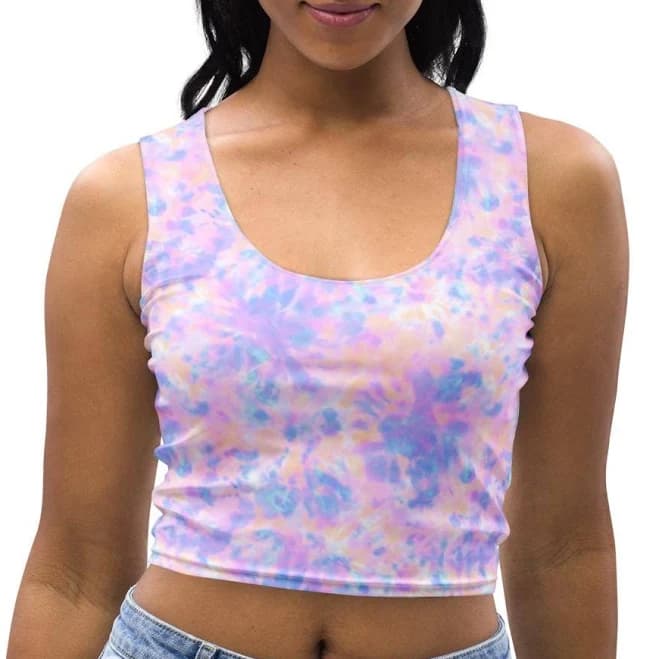 Tie Dye Swirls Printed Women's Cropped Tank Top