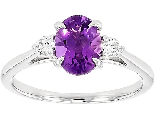 Rhodium Over Sterling Silver 3-Stone Ring