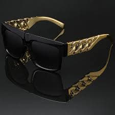 Hip Hop Sunglass Lion Head Medallion Square Sunglasses - Retro Hip Hop Style, UV400 Protection, Unisex Koo Cycling Sunglasses