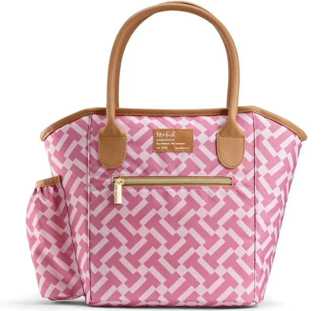 Fit & Fresh Beechwood Lunch Bag for Women, Women's Large Reusable Lunch Tote, Includes Containers and XL Slim Ice, Pink, A Practical Choice for School