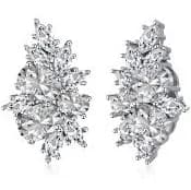 Sterling Silver Cubic Zirconia Flower Cluster Stud Earrings