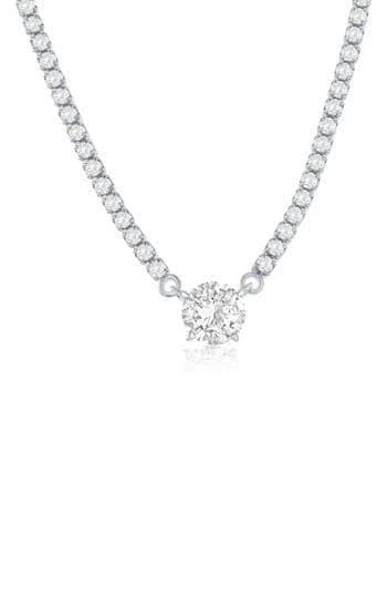 Simona Women's Sterling Silver Round CZ Tennis Necklace