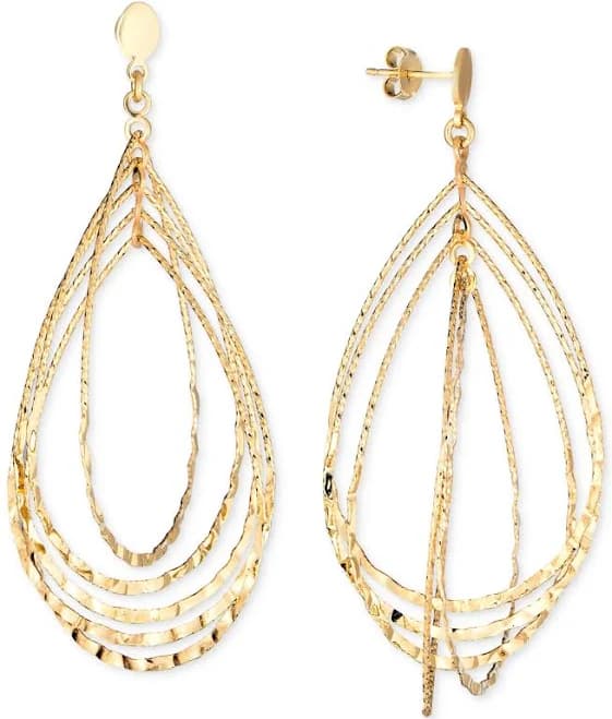 Macy's 14k Gold-Plated Sterling Silver Textured Multi-Teardrop Drop