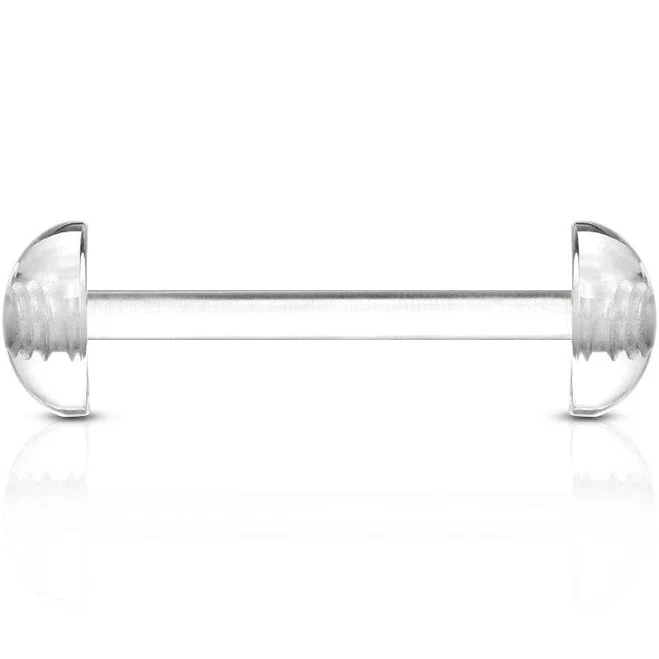 14ga Flexible Acrylic Barbell Tongue Ring with Dome Half-Ball Ends