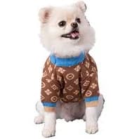 Brown LV-Inspired Designer Dog Sweater