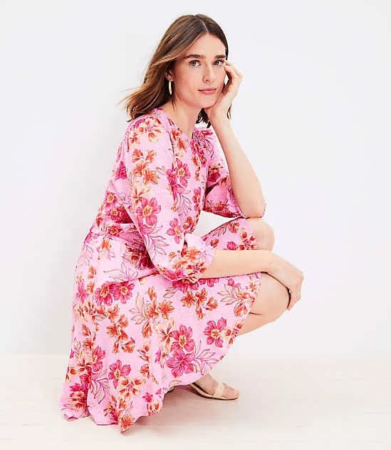 Loft Lily Godet Puff Sleeve Mini Flare Dress