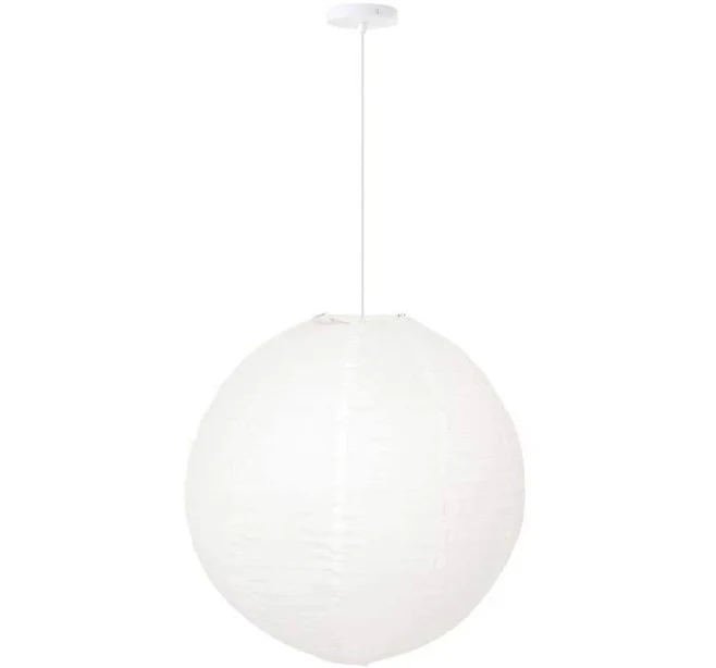 MPG Orb 60-Watt 1-Light Ivory Hanging Lantern Pendant-Light with Round Fabric Shade and White Plug-in