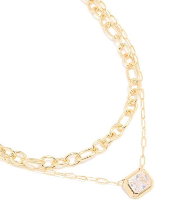 Lovisa Gold Plated Diamante Rectangle Chain Necklace