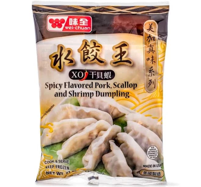 Wei Chuan Spicy Flavored Pork Scallop and Shrimp Dumplings