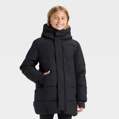 All in Motion Girls' Hooded Puffer Jacket