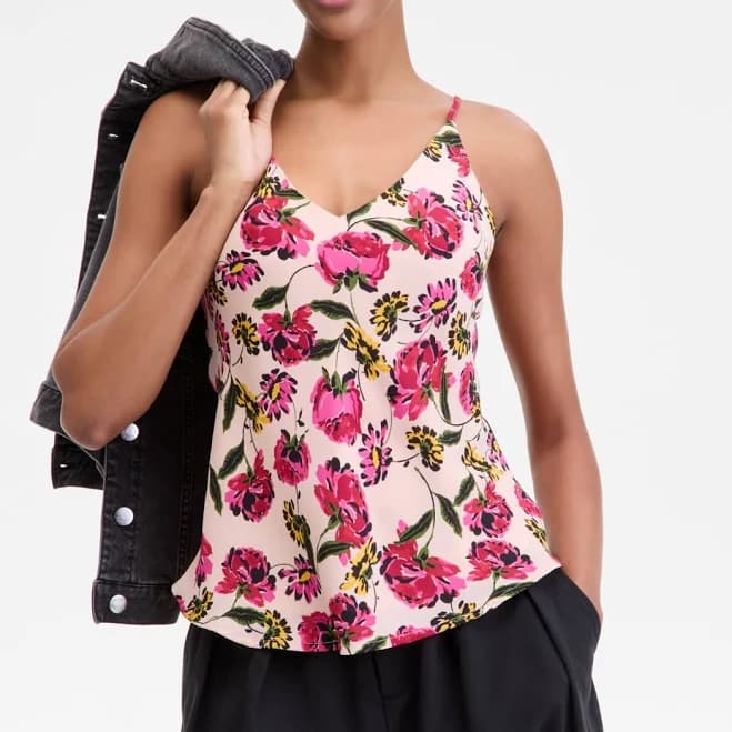 On 34th Women's Floral-Print Double V-Neck Tank