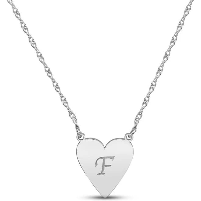 Sterling Silver Script Initial Heart Necklace