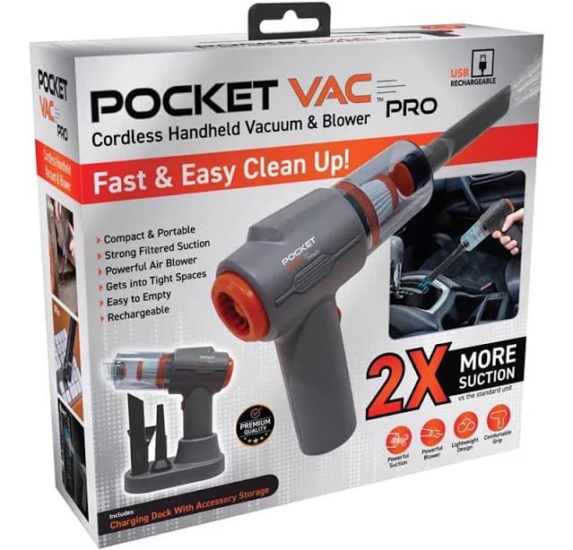Pocket Vac Pro Bagged Cordless HEPA Filter Hand Vacuum PVACPRO-MC4
