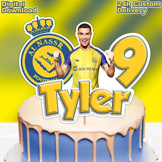 Ronaldo Al-Nassr Cake Topper: Custom Birthday Party (Digital)
