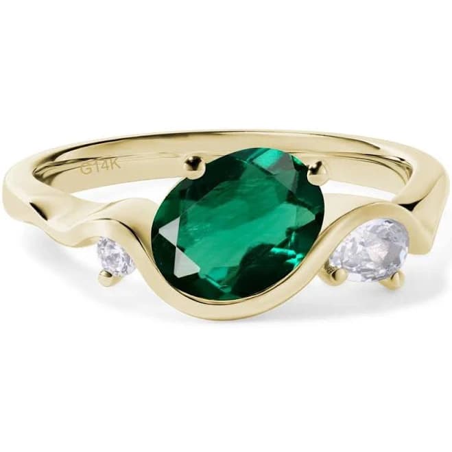 Emerald Wave Oval Engagement Ring