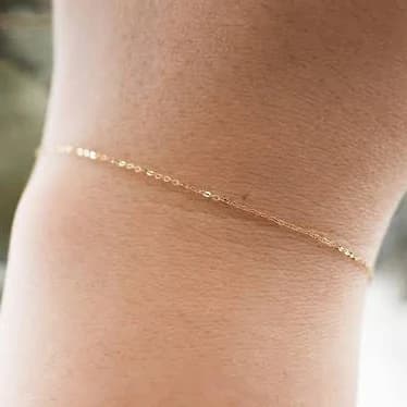 14K Yellow Gold Minimalist Chain Bracelet