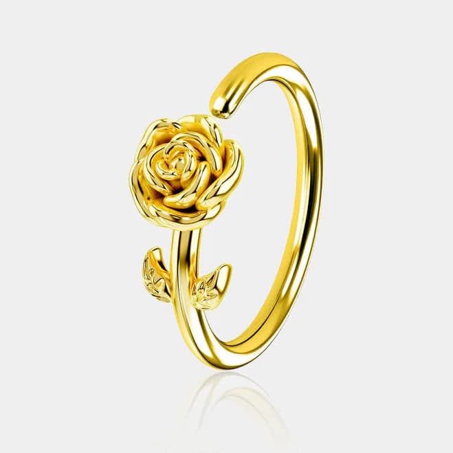 20g Seamless Engraved Rose Nose Ring in Gold