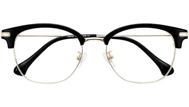 Black Wide Browline Retro-Vintage Lightweight Eyeglasses