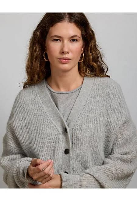 AE77 Sparkle Shaker Stitch Cardigan