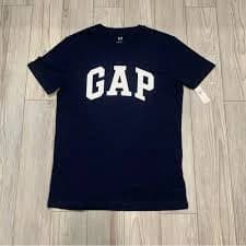 Gap Everyday Soft Navy Blue And White Logo Graphic T-Shirt (Size Small)