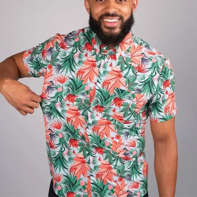 Men's Floral Short Sleeve Dress Shirt