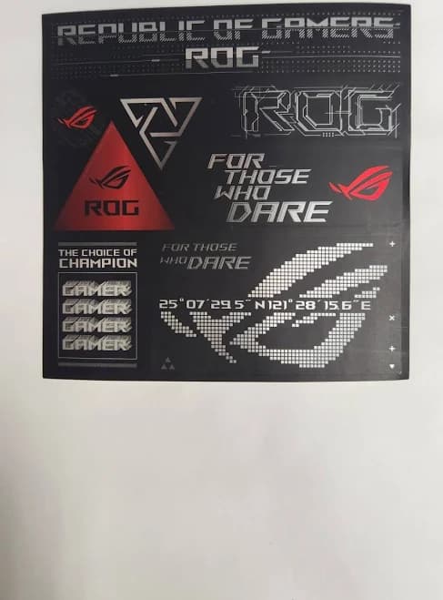 Republic Of Gamers Sticker Sheet Asus Rog Decal