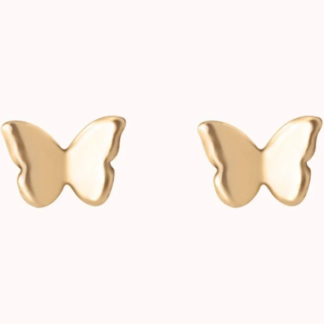 Tiny Butterfly Stud Earrings Waterproof + Hypoallergenic Jewelry 14k