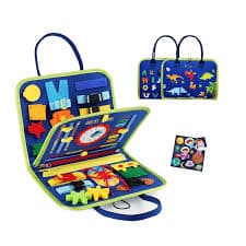 Busy Board Montessori Toy for Toddlers 1-3, Educational Activity Developing Sensory Board for Basic Dress Fine Motor Skills for Boys Girls, Preschool Learning Book, Montessori Travel Toy-Blue - Walmart.com