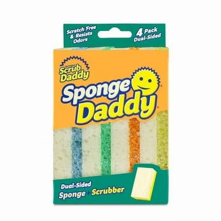Scrub Daddy Sponge Daddy (4ct) - Dual-Sided, Multipurpose Sponges, FlexTexture & ResoFoam, Pack of 4, Size: One size