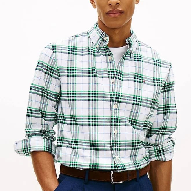 Tommy Hilfiger Men's Regular Fit Stretch Plaid Oxford Shirt