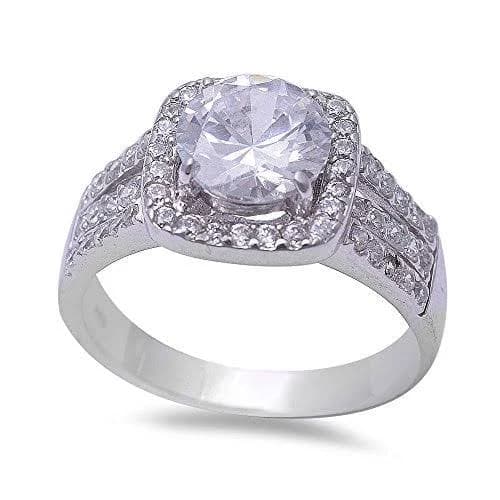 Sonara Jewelry .925 Sterling Silver Round CZ Halo Ring