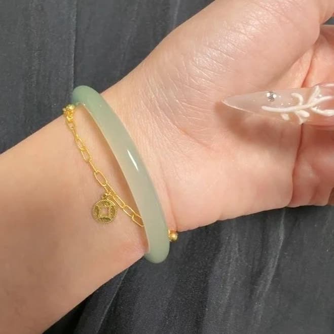 Lucky Energy Jade Bangle Bracelet
