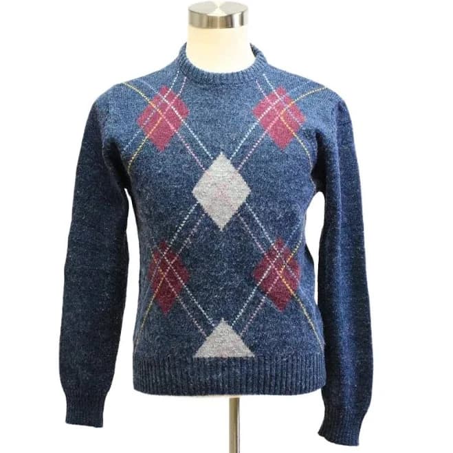 Vintage 90s Argyle Men's Slim Fit Mod Sweater