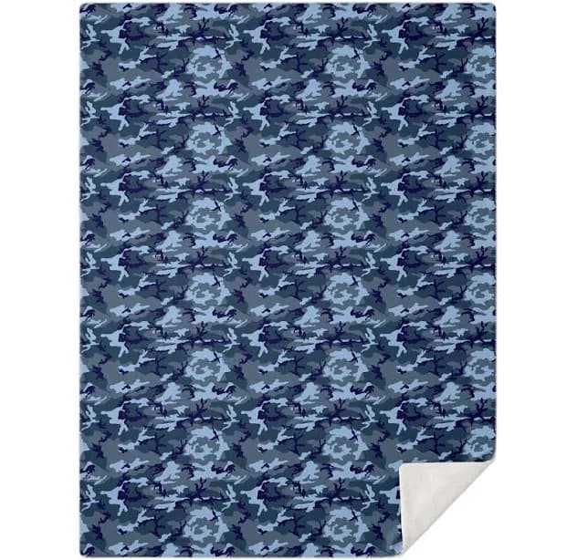 65 MCMLXV Blue Camouflage Print Microfleece Blanket