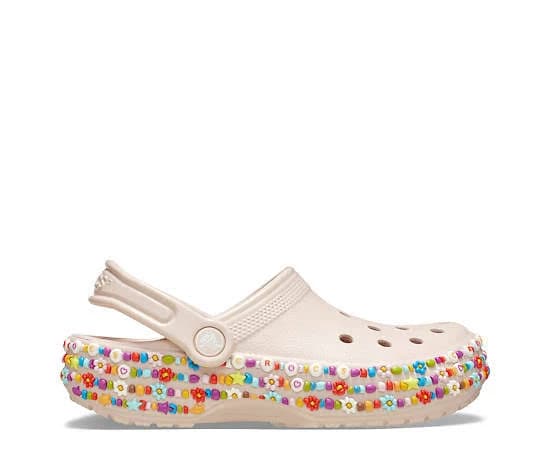 Crocs Girls' Classic Beaded Band Clogs