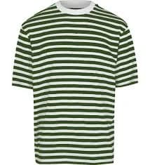 New Colour Men's WHITE / OLIVE Stripe T-Shirt Short Sleeve Stripe T-Shirt S-XXXL
