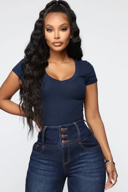 Fashion Nova Short Sleeve V-Neck Bodysuit