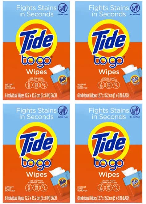 tide To Go Wipes 6 Ct 5x6 In Instant Stain Remover