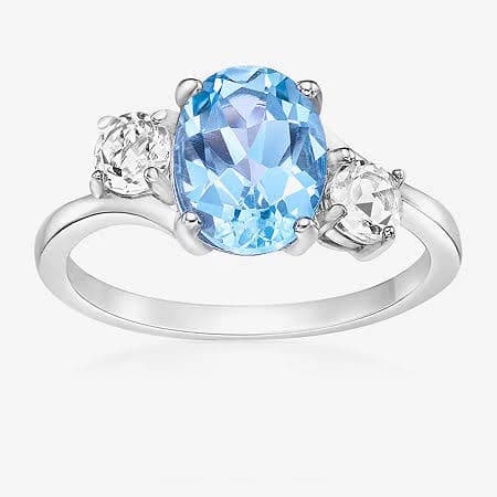 Sterling Silver Oval Semi Precious Stone Cocktail Ring