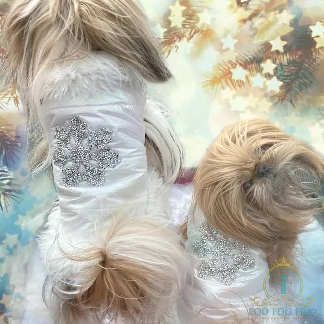 Isabelle White Pearl Iridescent Puffer Dog Coat