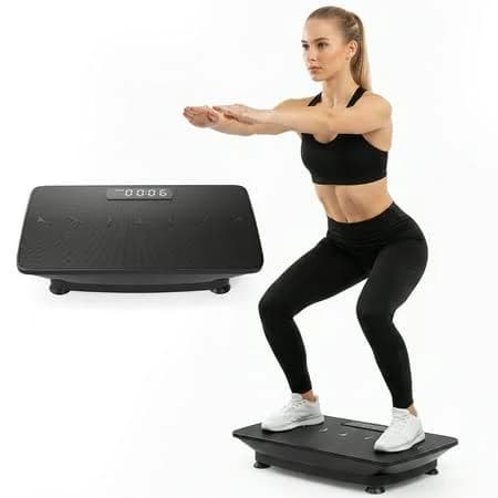 Gymax Vibration Plate Exercise Machine w/ Gravity Sensor Remote Control Bluetooth Black
