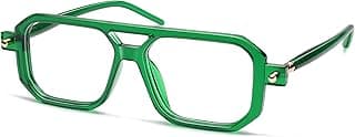 Trendy Square Aviator Reading Glasses for Women,Men Blue Light Blocking Computer Readers Retro Frame AM6209