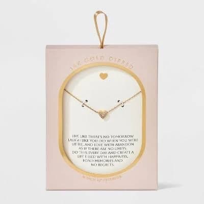 14K Gold Micro Cubic Zirconia Heart Pendant Necklace