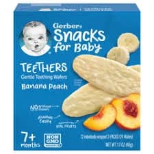 Gerber Teething Wafers, Gentle, Banana Peach, Teethers, 7+ Months, 12 packs [1.7 oz (48 g)]